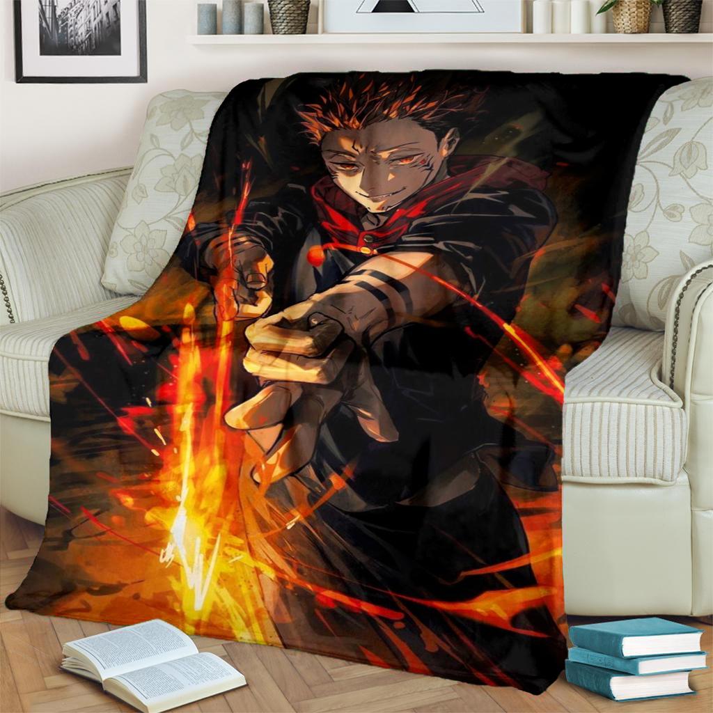 Soft Comfortable Jujutsu Kaisen Blanket Flannel Warm for Bedrooms, Sofas, Beds, Chairs, Picnics, Travel