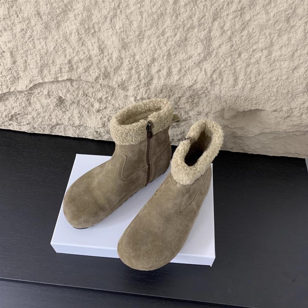 2025 autumn and winter new thickened velvet inner fluffy short boots autumn and winter new warm side zipper boots cotton boots