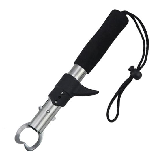 Stainless Steel Fish Gripper Fish Mouth Lip Grabber with Ruler Scale EVA Handle Fishing Pliers Fish Control Clamp Catcher Tong Fishing Accessories