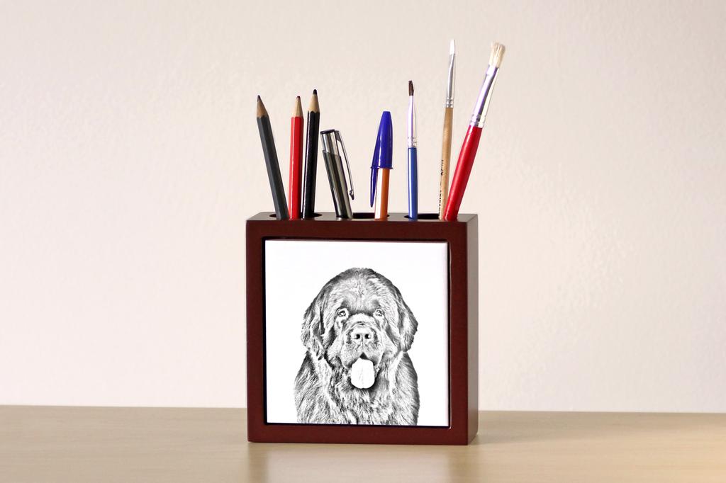 Newfoundland, Newfs, Newfies – Pen holder with a dog, desk organizer with a print | Art-Dog