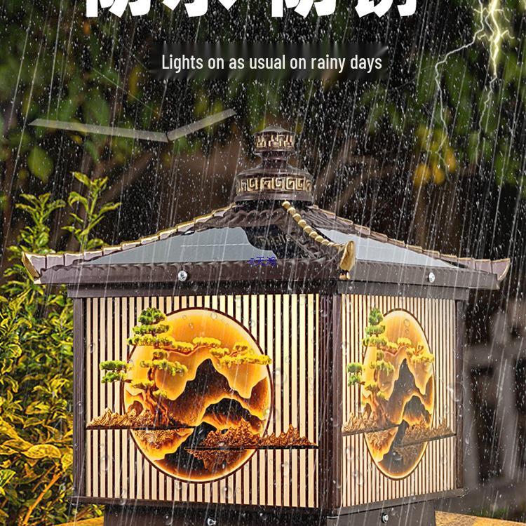 Waterproof Aluminum Solar Post Light for Outdoor Courtyard or Villa Entrance