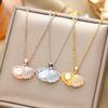 Luxury Titanium Steel Pearl Necklace With Micro-Set Zircon Pendant Collarbone Chain Elegant Personal Jewelry
