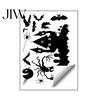 Living Room Wall Murals Halloween Static Sticker, with Witch/Ghost/Castle/Bat Horror Silhouette Patterns, Durable PVC Theme Home Decor Decals,