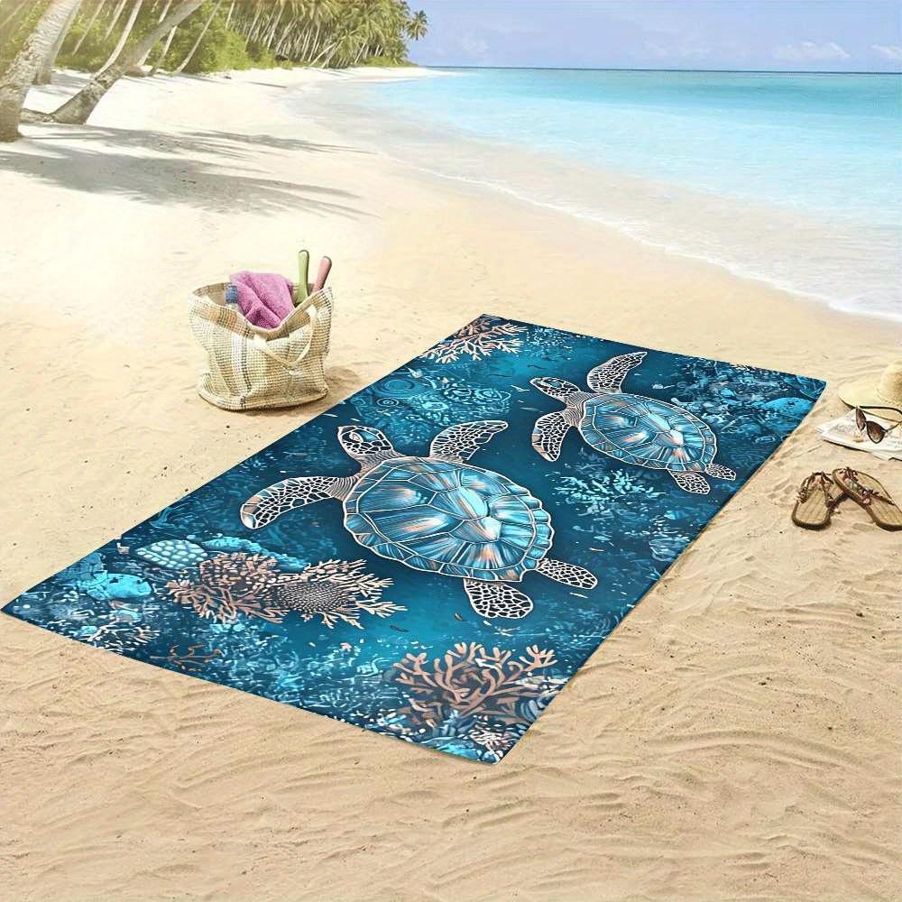 Asciugamano da Spiaggia con Stampa Tartaruga Marina Subacquea Asciugatura Rapida Senza Sabbia Asciugamano da Bagno Sovradimensionato per Piscina Viaggio Vacanza Estiva Amante dell'Oceano