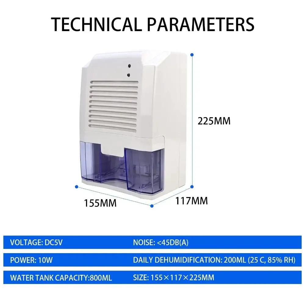 Dezumidificator de uz casnic mic Uscător portabil Silențios Prevenirea rapidă a mirosului Mucegai Bacteriile Aduce umiditate Dormitor cu un singur buton USB Direcție