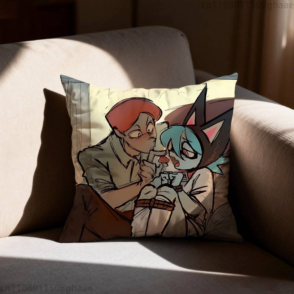 PPSYCHO CUTIES Pillow Case Square DoubleSided Printing Short Plush Sofa Cushion Cover Bedroom Bedside Pillow