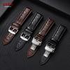 Butterfly Buckle Crocodile Pattern Leather Watch Strap 12/14/16/18/19/20/22mm Watchbands Soft Casual Business Wristwatch Band