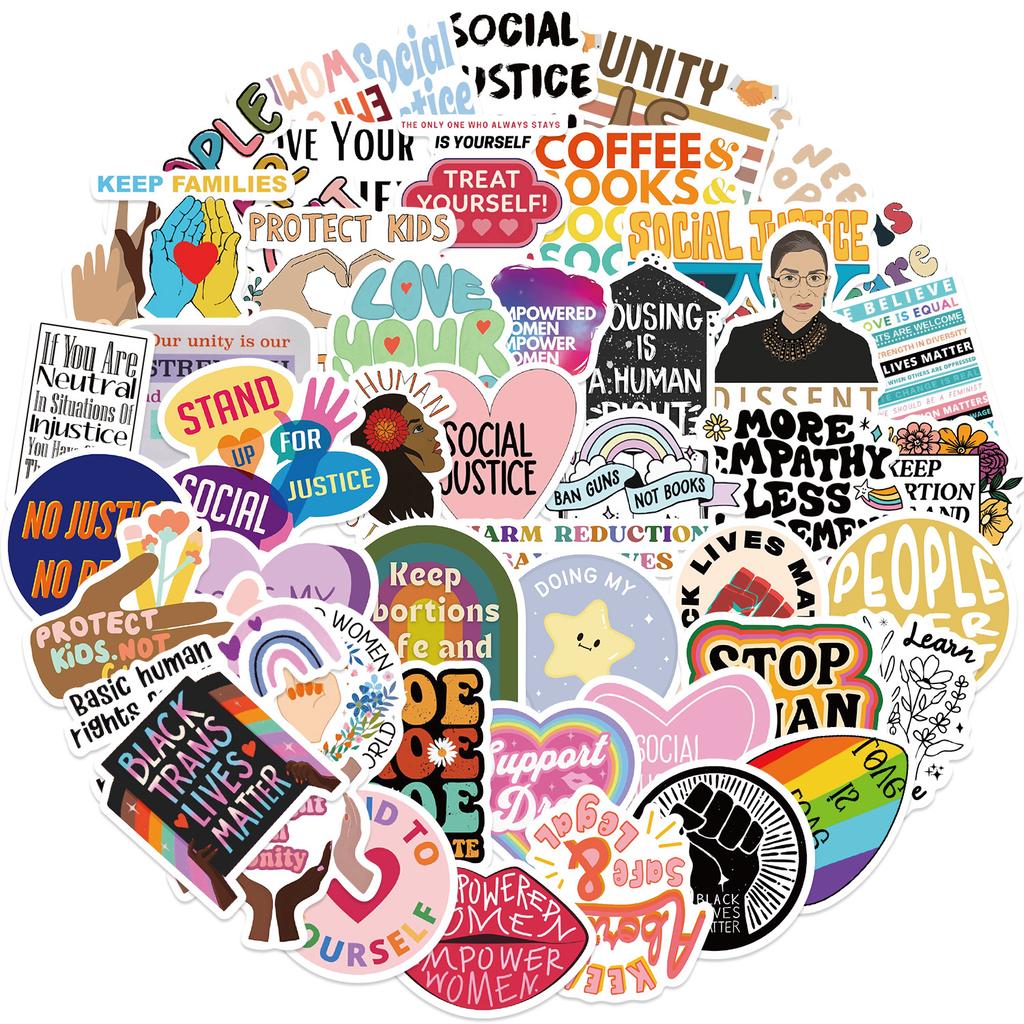 50 Social Justice Graffiti Stickers Decorate Guitar Laptop Suitcase DIY Waterproof Stickers
