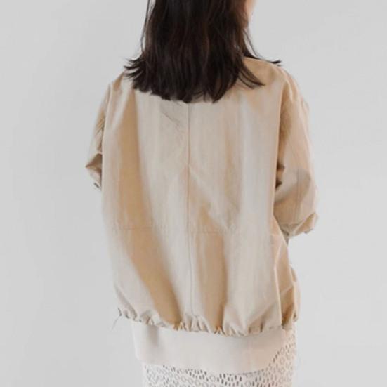 Women Coat Round Neck Long Sleeve Single Breasted Cardigan Solid Color Jacket Coat with Pockets Daily Wear