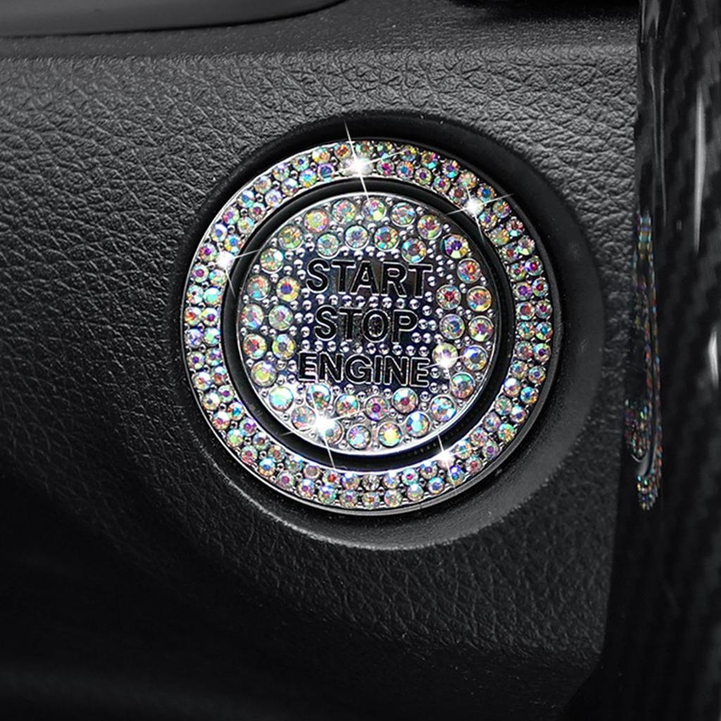 Engine Start Button Cover | Rhinestone Decorative Ring Decal -
