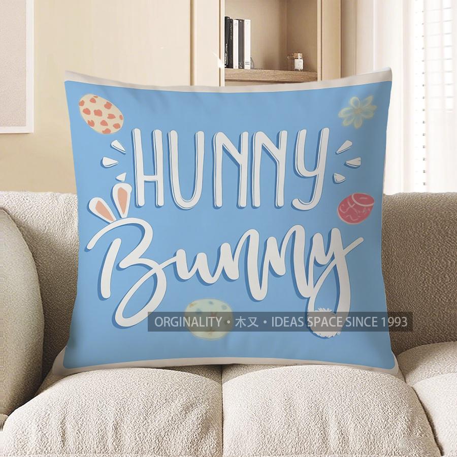 Home Decor Happy Easter Decorative Throw Pillow Cover Pattern Cushion Cover Suitable for Sofa Bedroom Car Pillow Cover