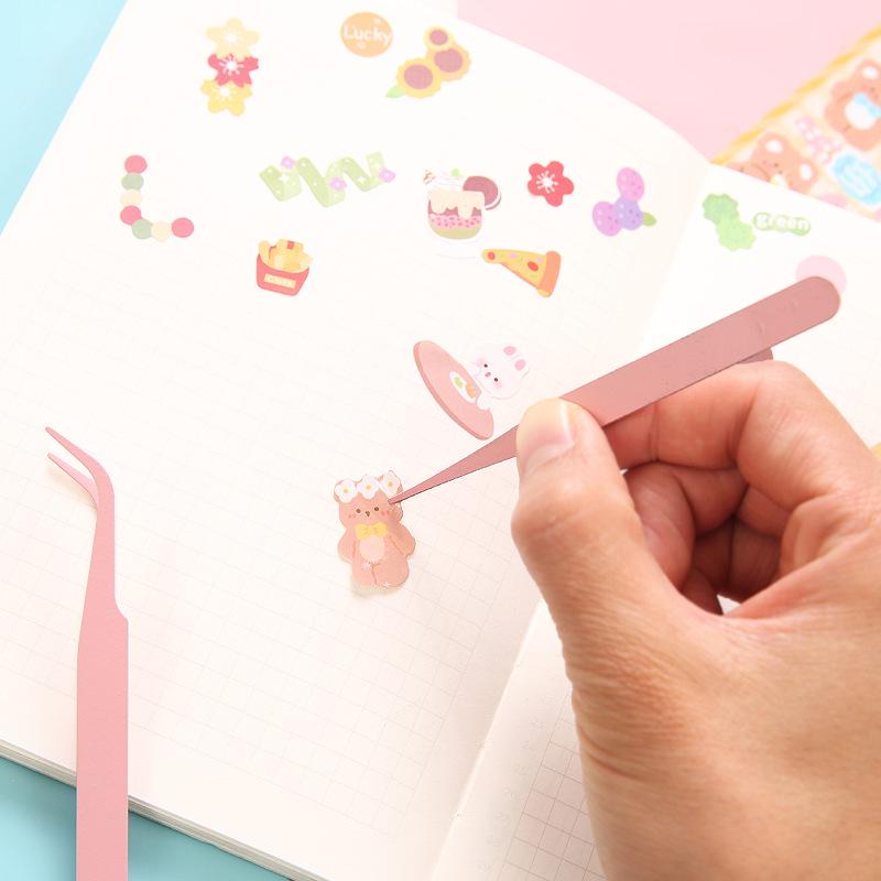 DIY Colorful Macaron Pink Eyelash Tweezers: Pointed Stainless Steel for Handmade Journaling