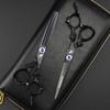 6.0" Black Painted Dragon Handle Hairdressing Scissors - Straight & Serrated Styles, DL1-0401