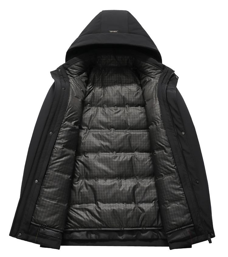 2025 Men's Winter Mid-Length Detachable Liner Down Jacket - Thick & Warm Outerwear