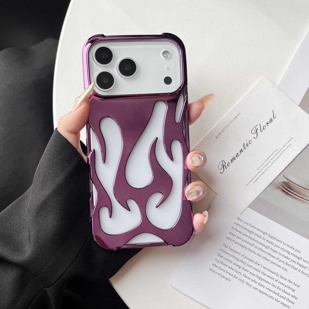 Flame Electroplated Hollow Phone Case for iPhone 17 Pro Max Full Protective Cover
