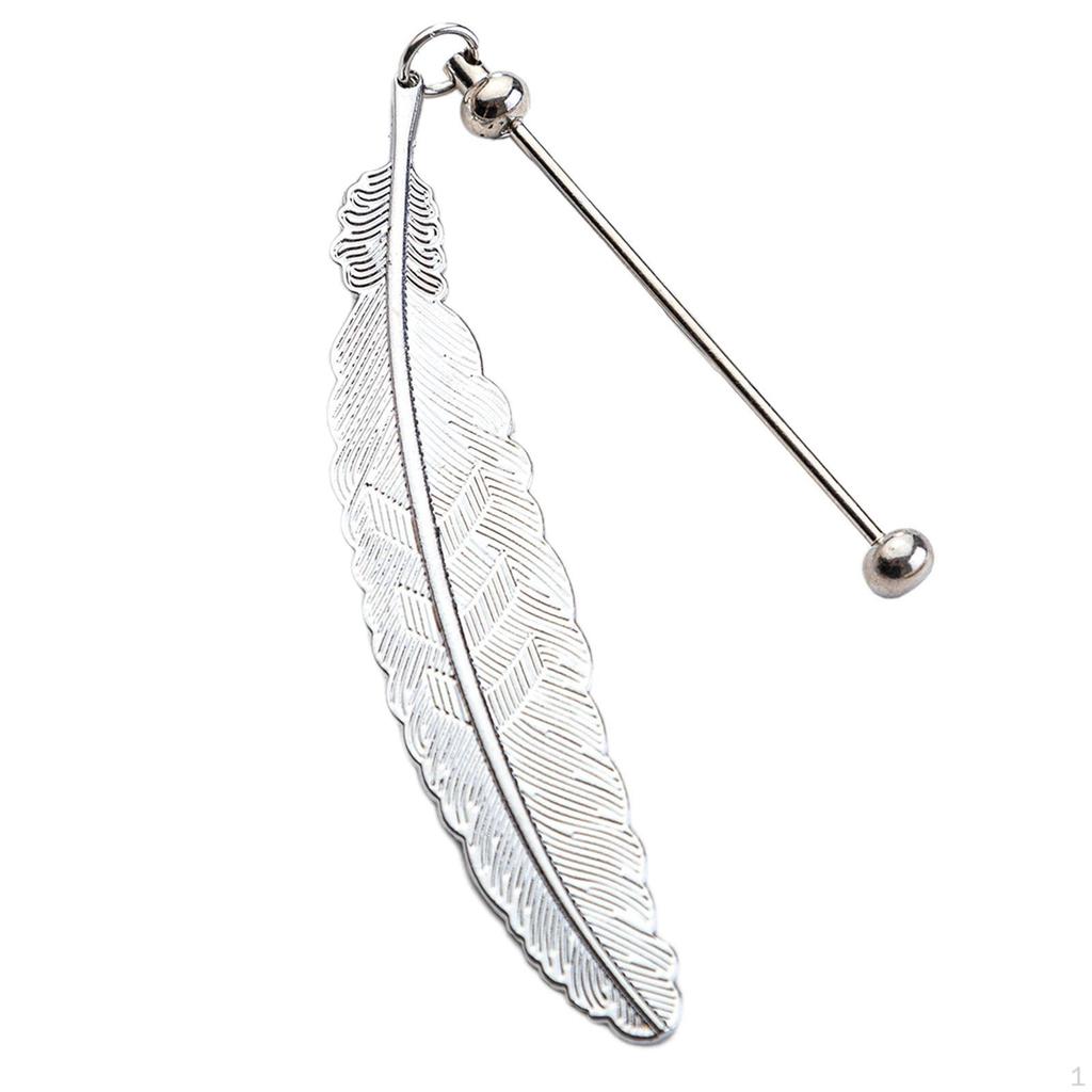 Metal Feather Bookmark, DIY Beadable Hook Book Marker for Kids, Adults