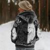 Womens Fleece Hoodie With 3D Cat Print Long Sleeve Thick Warm Sweatshirt Street Style Winter 2025