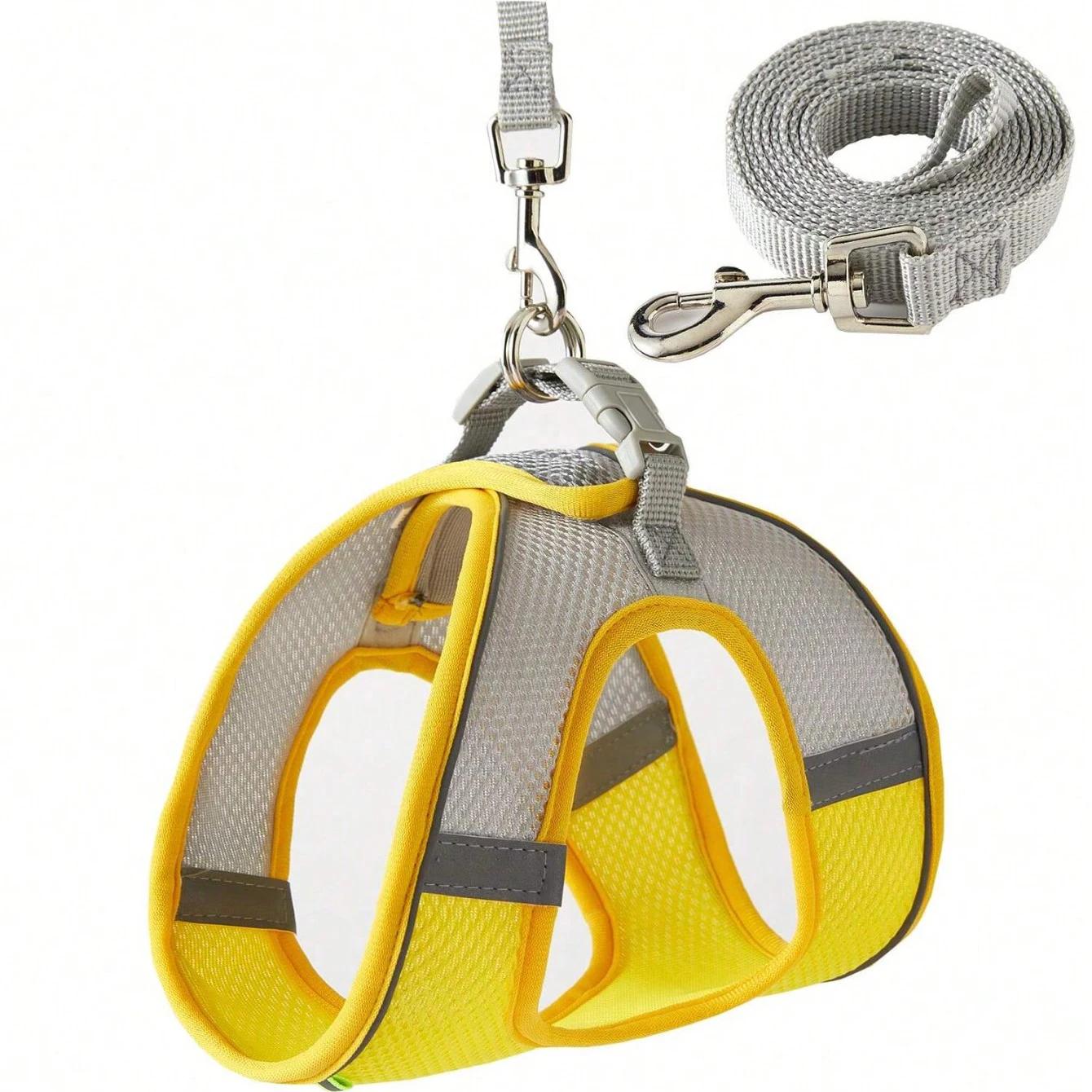 

Набор поводков для собак для маленьких собак, регулируемый поводок для щенков и кошек, жилет для французского бульдога, чихуахуа, мопса, поводок для прогулок на открытом воздухе XS 0.5-1.5 kg жёлтый