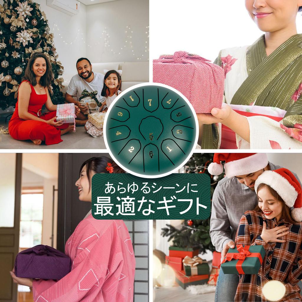 LOMUTY 6-inch 11-Note Tongue Drum, Slit Drum, Percussion Instrument for Yoga, Meditation, Zen, Prayer, and Music Therapy, Multi-Purpose, Includes