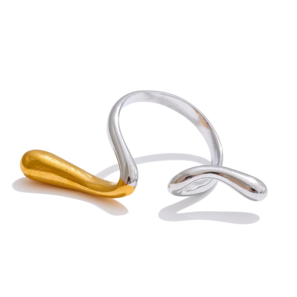 Yhpup Stainless Steel Twisted Irregular Adjustable Creative Fashion Ring Distinctive Geometric Finger Jewelry Accessories New