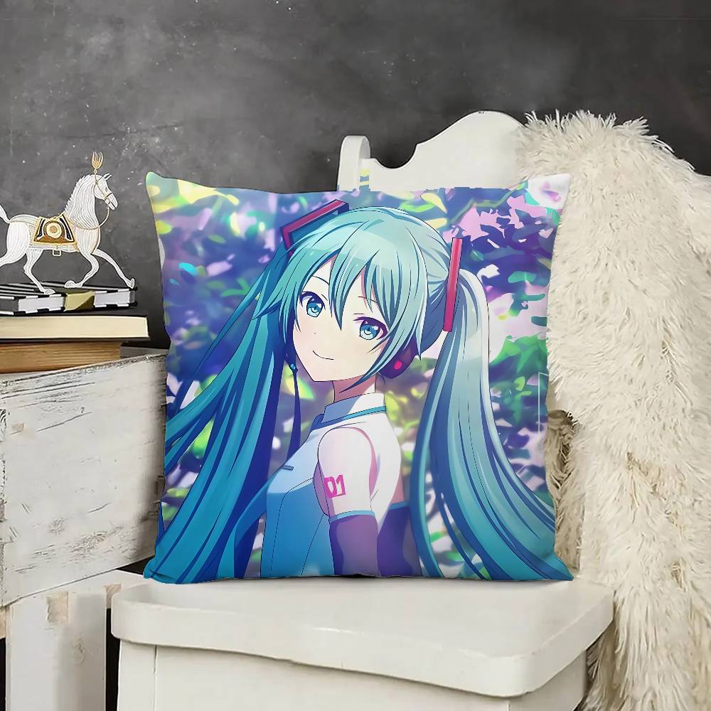 Anime-H-Hatsune-Mikus Kawaii Throw Pillow Covers Pattern Cushion Cover Suitable For Sofa Bedroom Car Pillow Cover