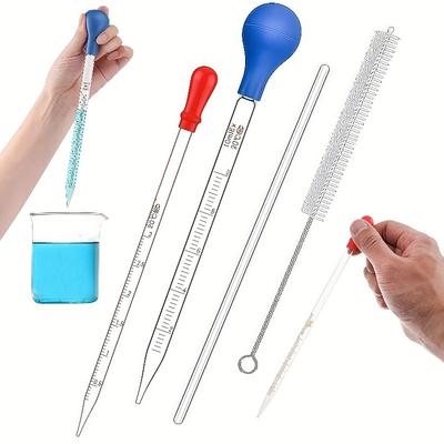 Glass Pipette and Dropper Set - 3ML/10ML with Glass Stirring Rod & Cleaning Brush (2PCS/4PCS),for Laboratory,Science Experiments