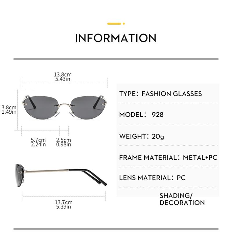 Women's sunglasses, men's and women's fashion frameless sunglasses, metal sunglasses