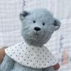 [USED] Happy Blue Bear Plush Toy, Handmade by an Overseas Artist, Teddy Bear