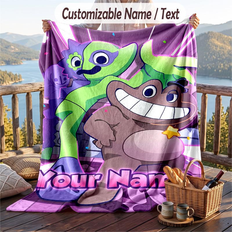 Coperta in Flanella Garten of Banban, Testo Personalizzato con Nome, Morbida e Calda Coperta in Peluche per Regalo
