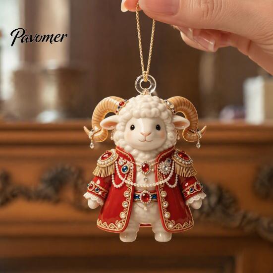 Acrylic Pendant for Christmas 2027 New Year Sheep Ornament, 2D Tree Hanging Decor with String, Chinese Zodiac Goat Decor, Holiday Gift Seasonal Party