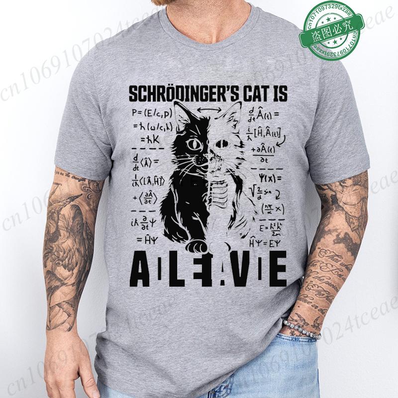 Men's Summer Casual Shirt Funny Cat Escape Plan Science Design T-Shirt Men's Physics Science Nerd Geek Short Sleeve T-Shirt Tops