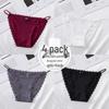 Langshen Women's Sexy Lace Low-Rise Thong Underwear (4-Pack)