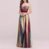 2026 Spring Women's Strapless Colorful Printed Evening Gown Dress - European and American Fashion