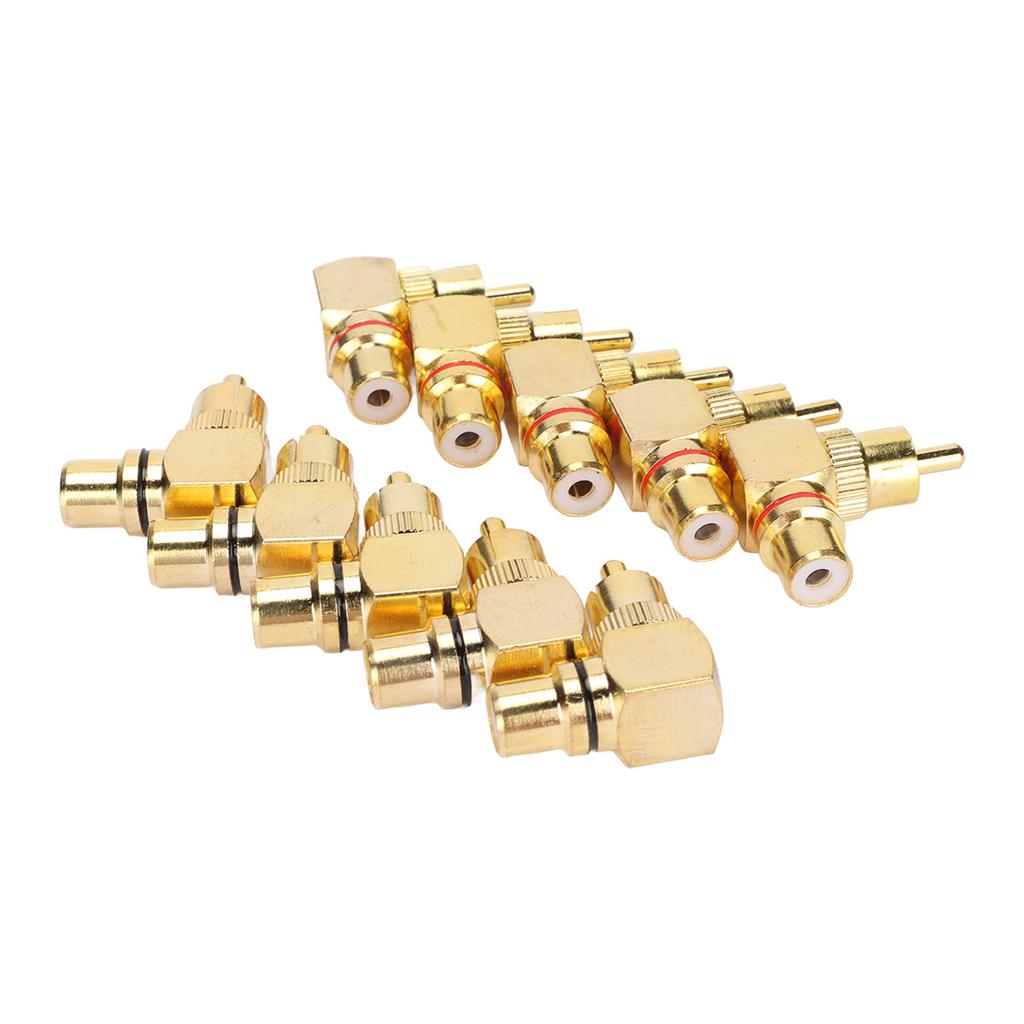 10pcs RCA Right Angle Adapter Male To Female Copper Gold Plated 90 Degree L Type RCA Adapter Connector