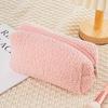 Cute Zipper Plush Large Solid Color Cosmetic Bag Makeup Bag for Women Travel Make Up Toiletry Bag Washing Pouch Pen Pouch
