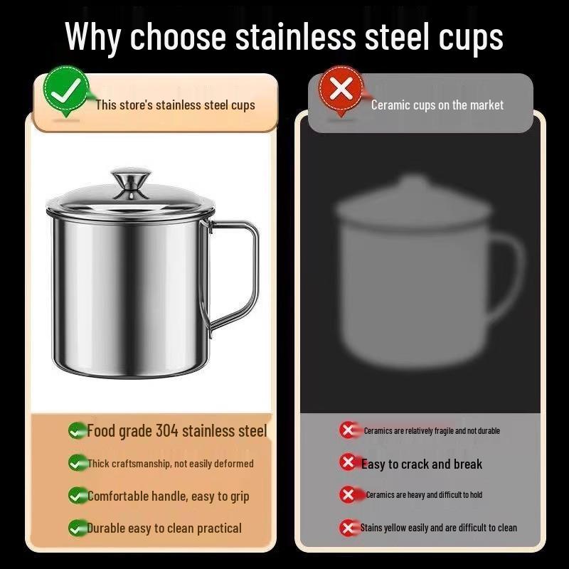 High-Quality Stainless Steel Water Cup with Handle for Kindergarten and Home Use