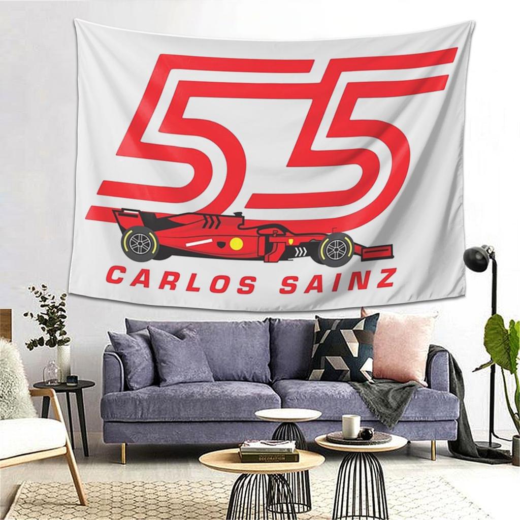 Carlos Sainz Jr F1 Signatur Grafik Wandteppich Ästhetische Heimdekoration Wandteppiche für Wohnzimmer Schlafzimmer