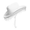 Crystal Tassels Rhinestone Cap Elegant Bride Cowgirl Hats Casual Bride Bucket Hats  Wedding Party