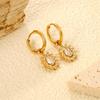Clearly Colored Cubic Zirconia Drop Earrings For Woman Dancing Party Accessories Luxury Shiny Zircon Geometric Clip