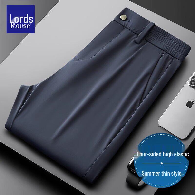 

LOHOZO Men s Ice Silk High-Elastic Straight-Leg Casual Business Pants 35