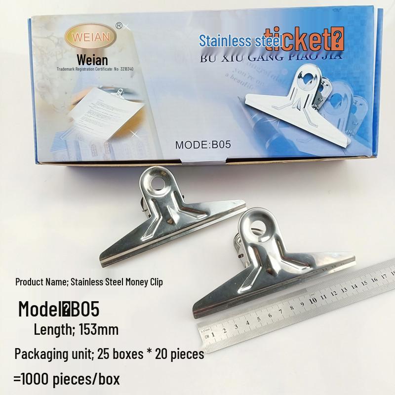 Stainless Steel Bill Clip for Office: Available In Extra Large, Large, Medium, Small Sizes for Finance, Iron Receipts, and Stationery Supplies.