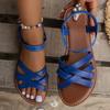 Flat Sandals Women's Breathable Beach Elastic Cross Strap Sandals Women's Outer Wear