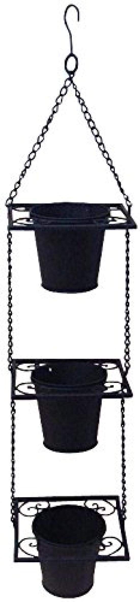 

Подвесное кашпо Kawabata 1407IFH006 на 3 горшка, Черное, чёрный