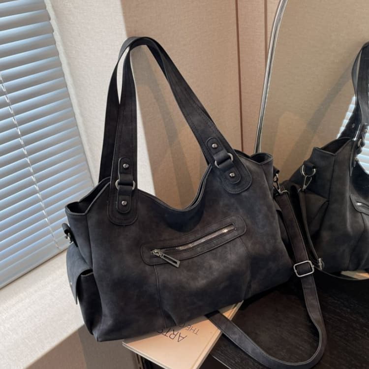 Женская вместительная сумка через плечо, портативная сумка-мессенджер чёрный