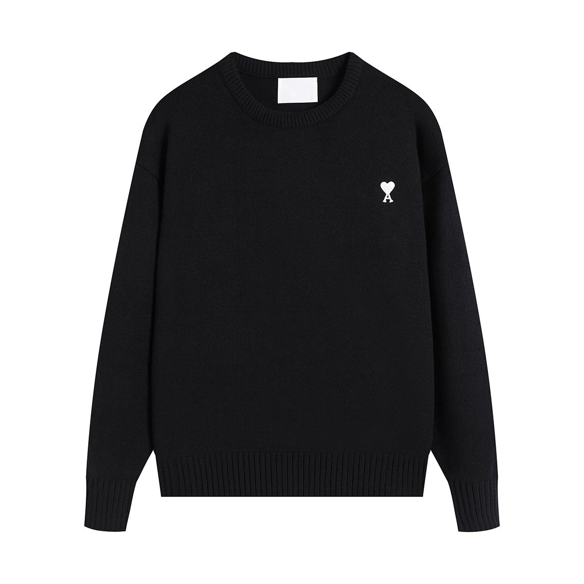 

Unisex Heart Embroidery Crew Neck Sweater Casual Knit Pullover 15 Colors S