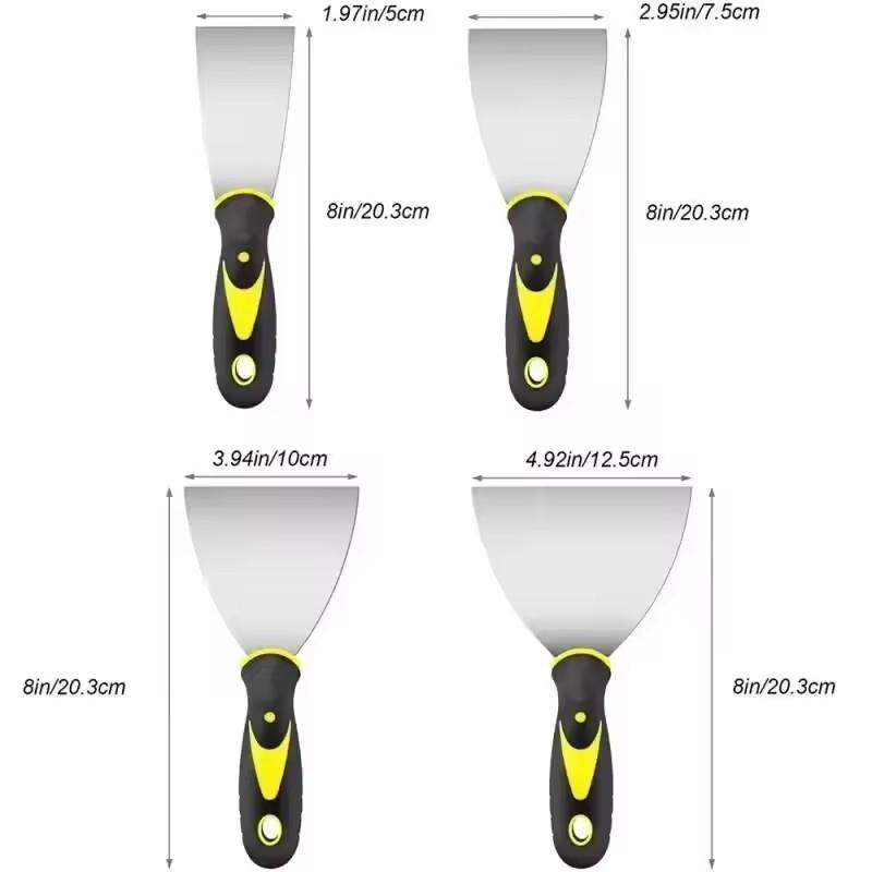 2/3/4/5 inch carbon steel dough knife scraper, various size spatula for paint and wall repair, household and industrial cleaning