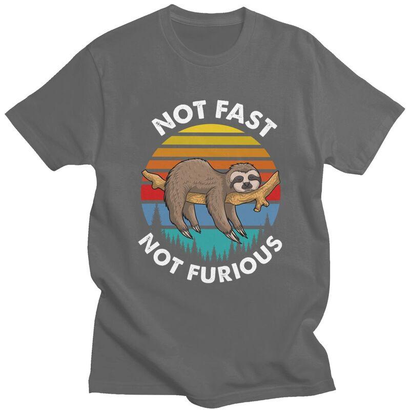 Custom Classic Retro Sunset Lazy Sloth T Shirt Men ShortSleeve Tshirt Casual Tee Oversized Tshirts Gift