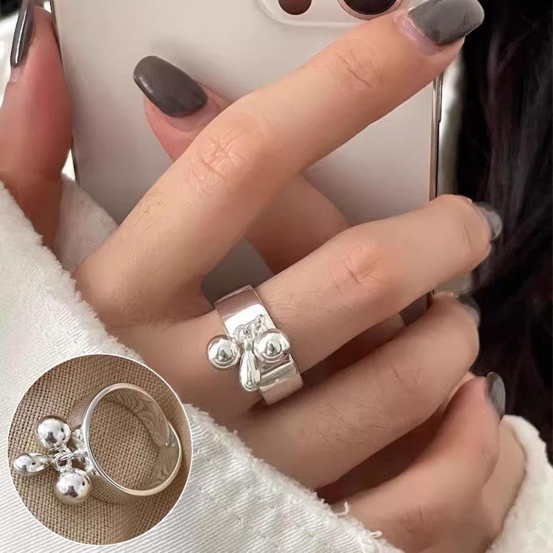 Korean Retro Geometric 925 Silver Plated Open Ring for Women