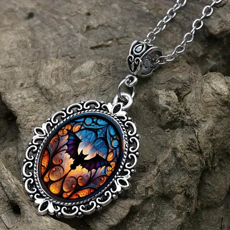 Wisiorek Gotycki Retro Nietoperz Wampirzy, Modna Biżuteria na Imprezę Halloweenową Prezent Naszyjnik