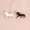 2026 Year of the Horse Enamel Pins Black White Galloping Horse Brooches Elegant Lapel Badges For Outfits Zodiac Gift For Friends